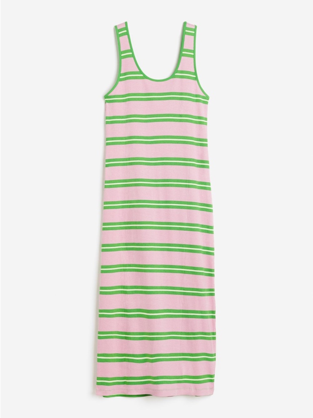 H&M Cotton Ribbed Pink and Green Midi Dress Small